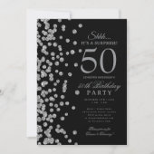 Silberner Glitter-Überraschung 50. Geburtstag Schw Einladung (Vorderseite)