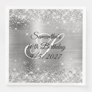 Silberner Glitter und Folie 30. Geburtstag Serviette