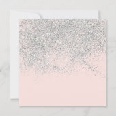 Silberner Glitterrahmen Chic erröten rosa Bonbon Einladung (Rückseite)