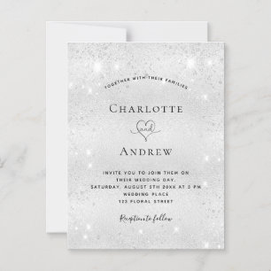 Silberner Glitterstaub Magnet Hochzeitseinladung