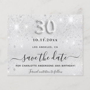 Silberner Glitzer - 30. Geburtstag Save the Date Flyer