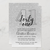 Silberner Glitzer 41. Geburtstagsfeier Einladung (Vorne/Hinten)