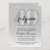 Silberner Glitzer 49. Geburtstag Einladung (Vorne/Hinten)