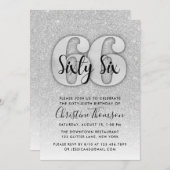 Silberner Glitzer 66. Geburtstagseinladung Einladung (Vorne/Hinten)