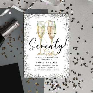 Silberner Glitzer 70. Geburtstagsparty Einladung