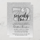 Silberner Glitzer 72. Geburtstagsfeier Einladung (Vorne/Hinten)