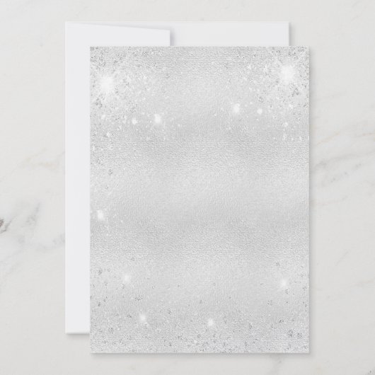 Silberner Glitzer, 75. Geburtstag Einladung (Rückseite)