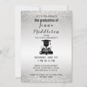 Silberner Glitzer-Abschluss Einladung (Vorderseite)