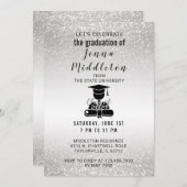 Silberner Glitzer-Abschluss Einladung (Vorne/Hinten)