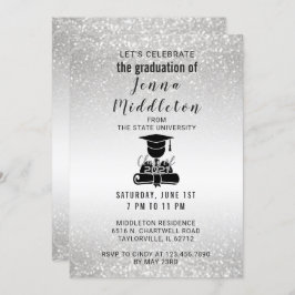 Silberner Glitzer-Abschluss Einladung