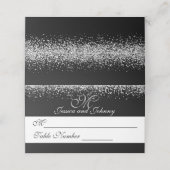 Silberner Glitzer auf Black Wedding Platzkarte (Außenseite Aufgefaltet)