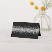 Silberner Glitzer auf Black Wedding Platzkarte (Rückseite)