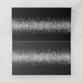 Silberner Glitzer auf Black Wedding Platzkarte (Innenseite Aufgefaltet)