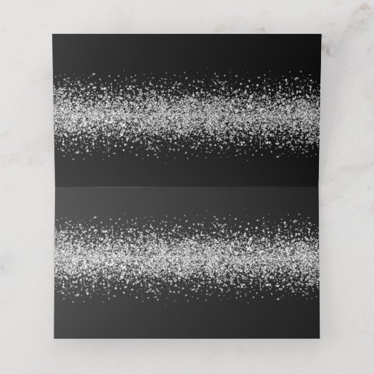 Silberner Glitzer auf Black Wedding Platzkarte (Innenseite Aufgefaltet)