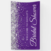 Silberner Glitzer auf dem Royal Lila Brautparty Banner (Vertikal)