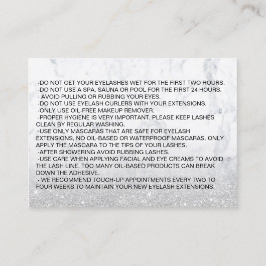 silberner Glitzer aus nachgemahlenem Marmor Visitenkarte (Rückseite)