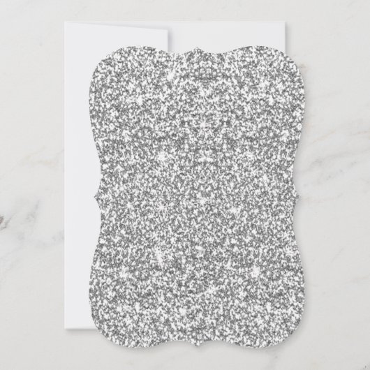Silberner Glitzer Diamond Hearts Einladung zur Hoc (Rückseite)