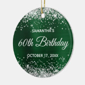 Silberner Glitzer Dunkler Grüner Film 60. Geburtst Keramik Ornament (Links)