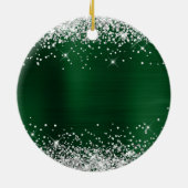 Silberner Glitzer Dunkler Grüner Film 60. Geburtst Keramik Ornament (Hinten)