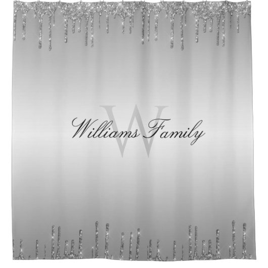 Silberner Glitzer Duschvorhang (Vorderseite)