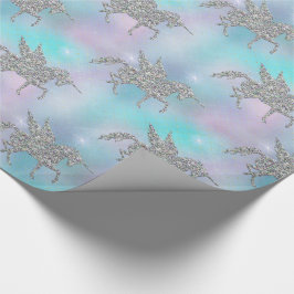 Silberner Glitzer Einhörner auf Pastel Geschenkpapier