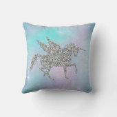 Silberner Glitzer Einhörner auf Pastel Kissen (Rückseite)