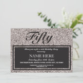Silberner Glitzer Elegant Geburtstag jeder Alterse Einladung (Stehend Vorderseite)