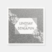 Silberner Glitzer Elegante Vintage Hochzeit Serviette (Vorderseite)