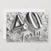 Silberner Glitzer Elegantes Foto 40. Geburtstag Pa Einladung (Rückseite)