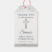 Silberner Glitzer Erste Heilige Kommune Vielen Dan Geschenkanhänger (Vorderseite)
