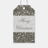 Silberner Glitzer Frohe Weihnachten Geschenkanhänger (Rückseite)