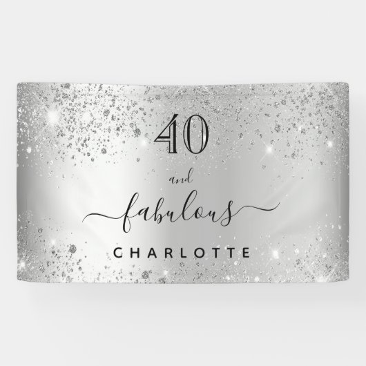 Silberner Glitzer Geburtstag Banner (Horizontal)