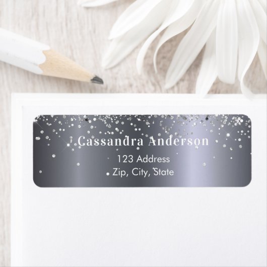 Silberner Glitzer glamouröse Rücksendeadresse (Insitu)