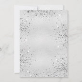 Silberner Glitzer Glitzern glamourös Mädchen Einladung (Rückseite)