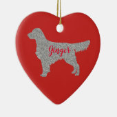 Silberner Glitzer Golden Retriever Weihnachtsschmu Keramik Ornament (Rechts)