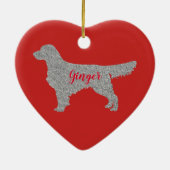 Silberner Glitzer Golden Retriever Weihnachtsschmu Keramik Ornament (Hinten)