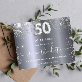 Silberner Glitzer-Haushalt zum 50. Geburtstag Save Flyer