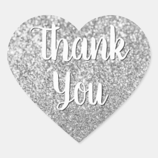 silberner Glitzer Herz-Aufkleber (Vorderseite)