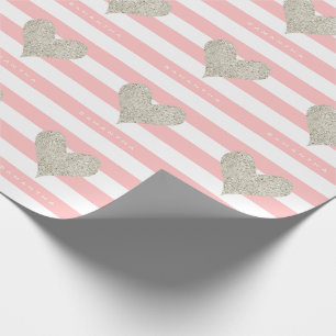 Silberner Glitzer Herz Geschenkpapier