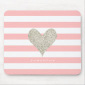 Silberner Glitzer Herz Mousepad (Vorne)