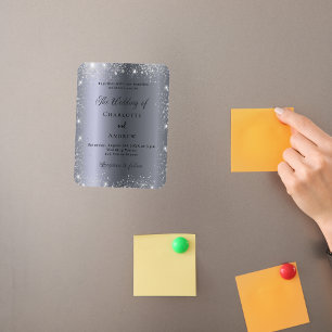 Silberner Glitzer - Hochzeitsfeier Magnet