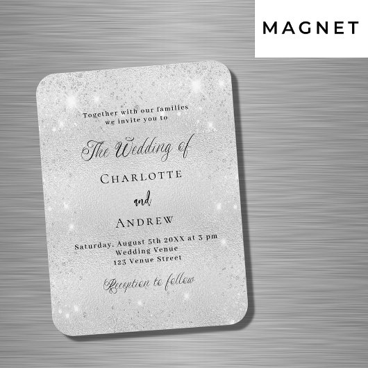 Silberner Glitzer - Hochzeitsfeier Magnet