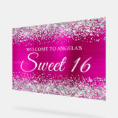 Silberner Glitzer Hot Pink Foil Sweet 16 Acrylschild (Winkel)