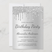 Silberner Glitzer jedes Alters Geburtstagspartei Einladung (Vorderseite)