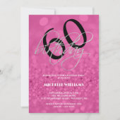 Silberner Glitzer Kalligrafie Geburtstag Einladung (Vorderseite)