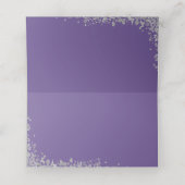 Silberner Glitzer Lavender Lila Erste Kommune Platzkarte (Innenseite Aufgefaltet)
