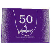 Silberner Glitzer Lila 50. Geburtstag Große Geschenktüte (Rückseite)