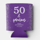 Silberner Glitzer Lila 50. Geburtstagsparty Dosenkühler (Rückseite)