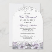 Silberner Glitzer Lila Blumenstrauß Einladung (Vorderseite)