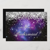 Silberner Glitzer Lila HimmelsBrautparty Einladung (Vorne/Hinten)